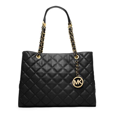 michael kors embossed leather tote|Michael Kors black quilted handbags.